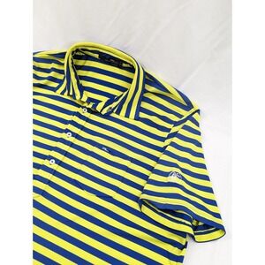 Ralph Lauren RLX Polo Oklahoma Country Club XL Blue Gold Golf Striped EUC
